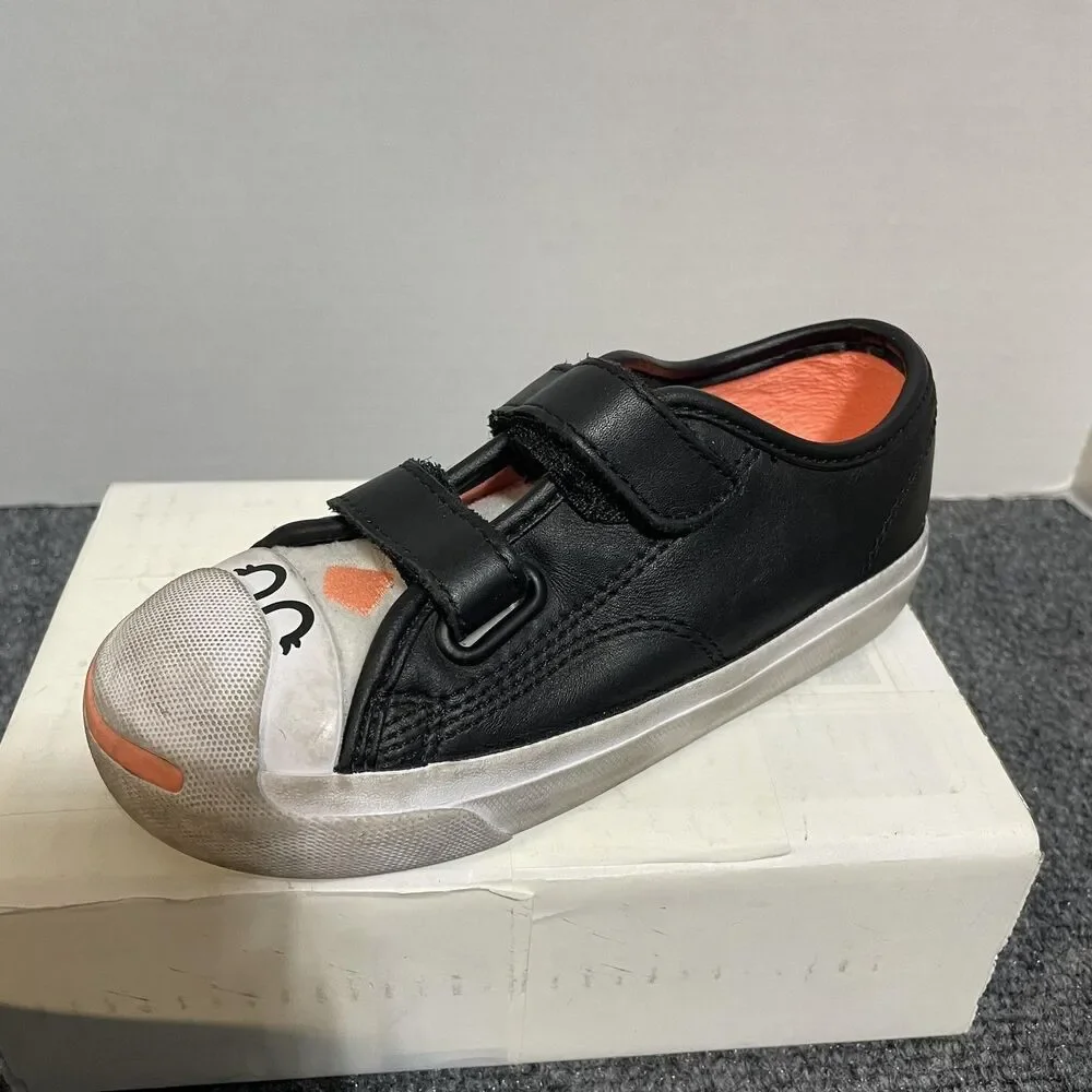 Converse Shoes Infant Size 10 Black Jack Purcell Leather Hook Loop Face
